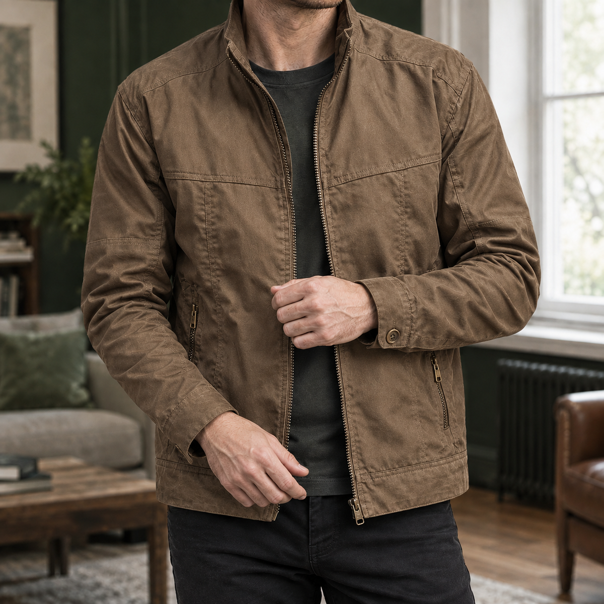 Utility-Jacke Herren Regular Fit Freizeit mit Reißverschluss