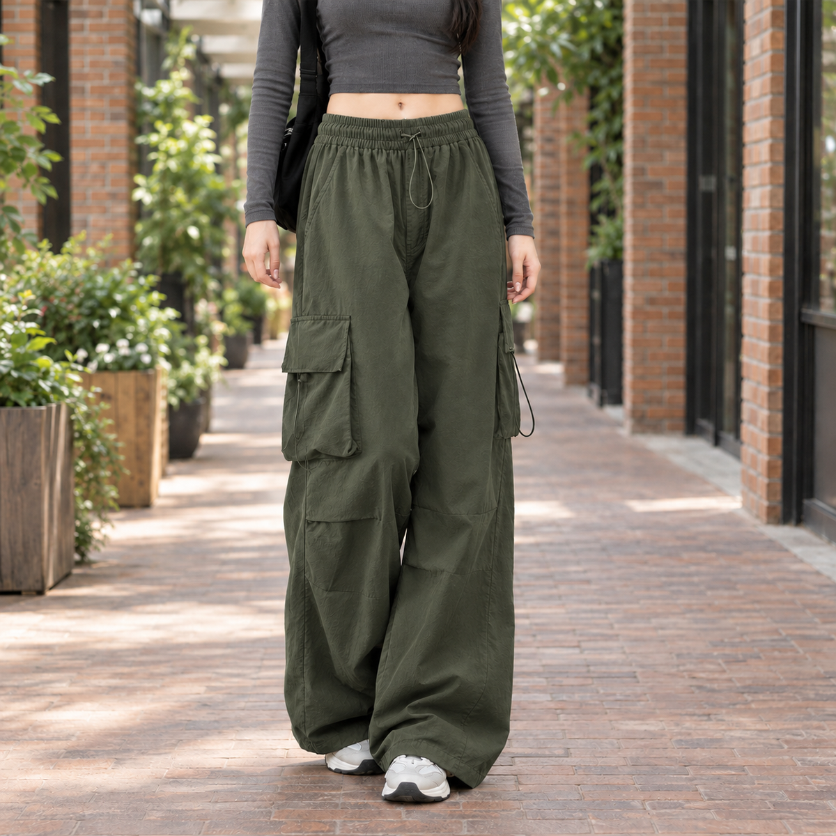 Damen Weite Beinhose Relaxed Fit Freizeit