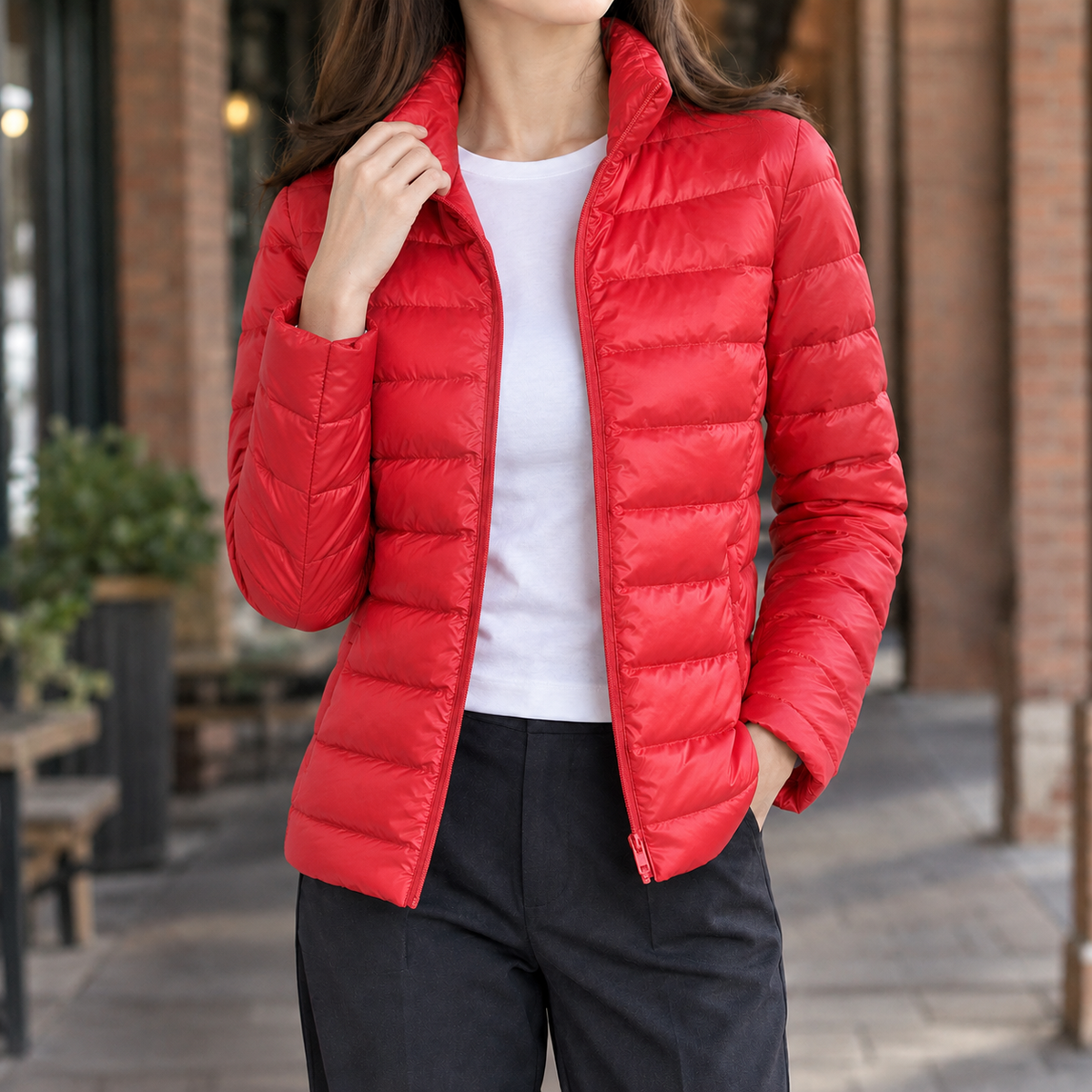 Damen Slim Fit Kaschmir Steppjacke Freizeit