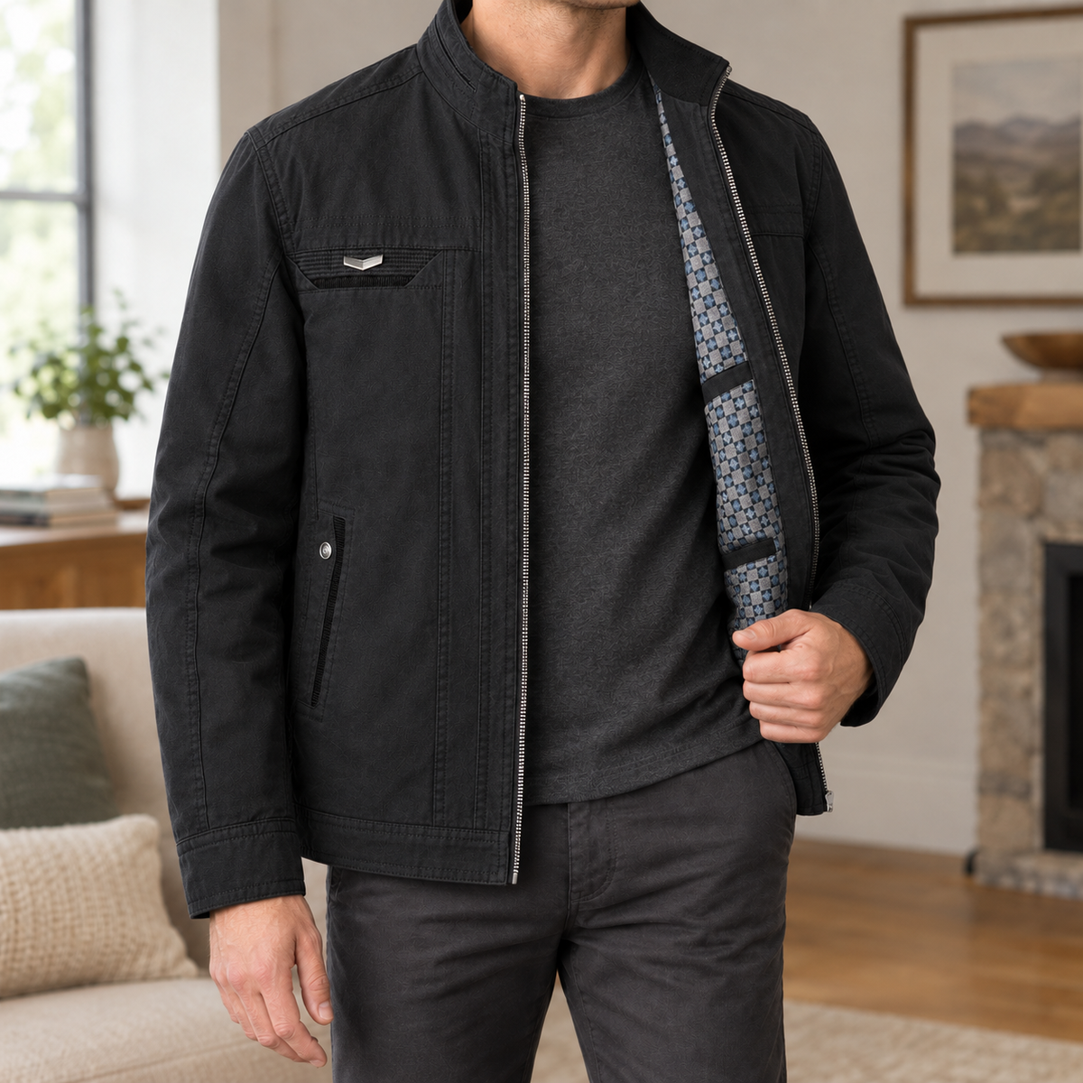 Stehkragenjacke Damen Regular Fit Casual