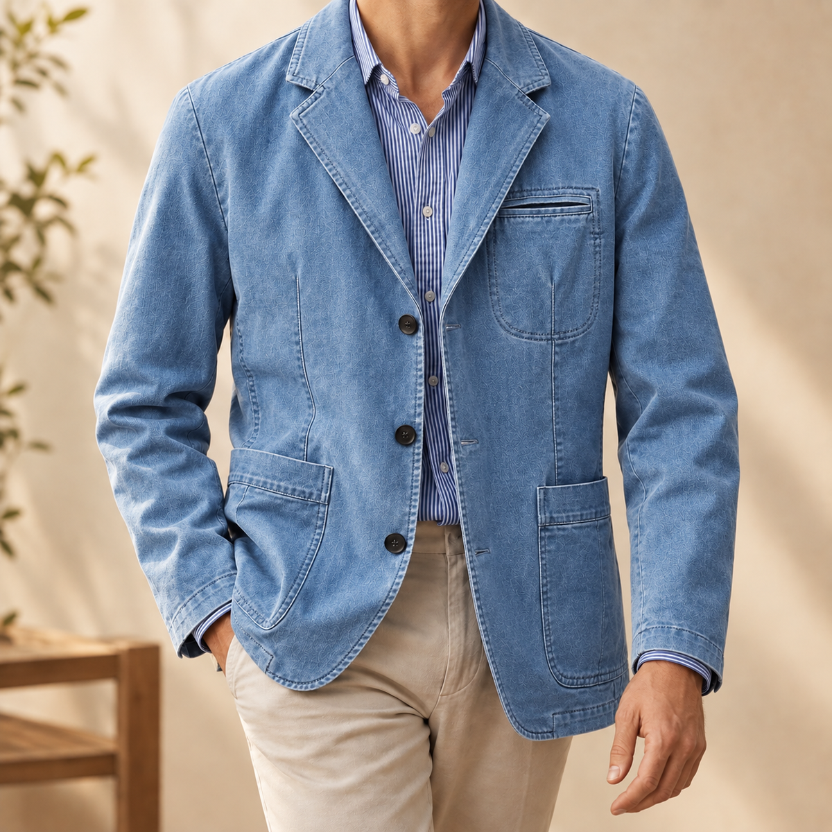 Baumwollblazer Herren Slim Fit Business Freizeit