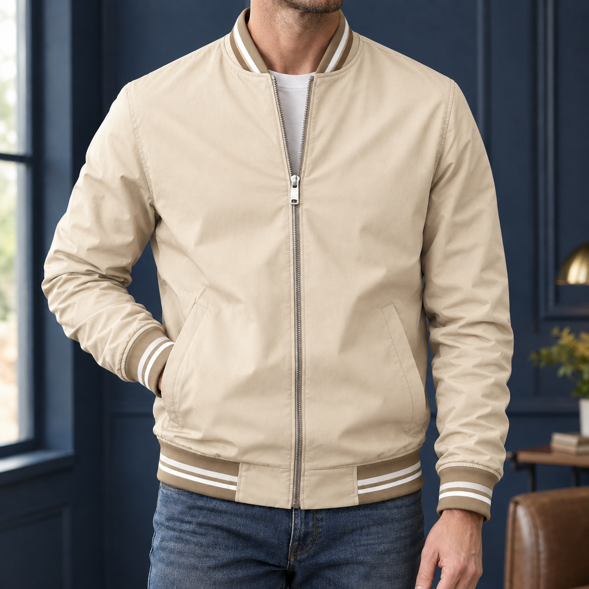 Varsity-Jacke Herren Regular Fit Freizeit bequem vielseitig