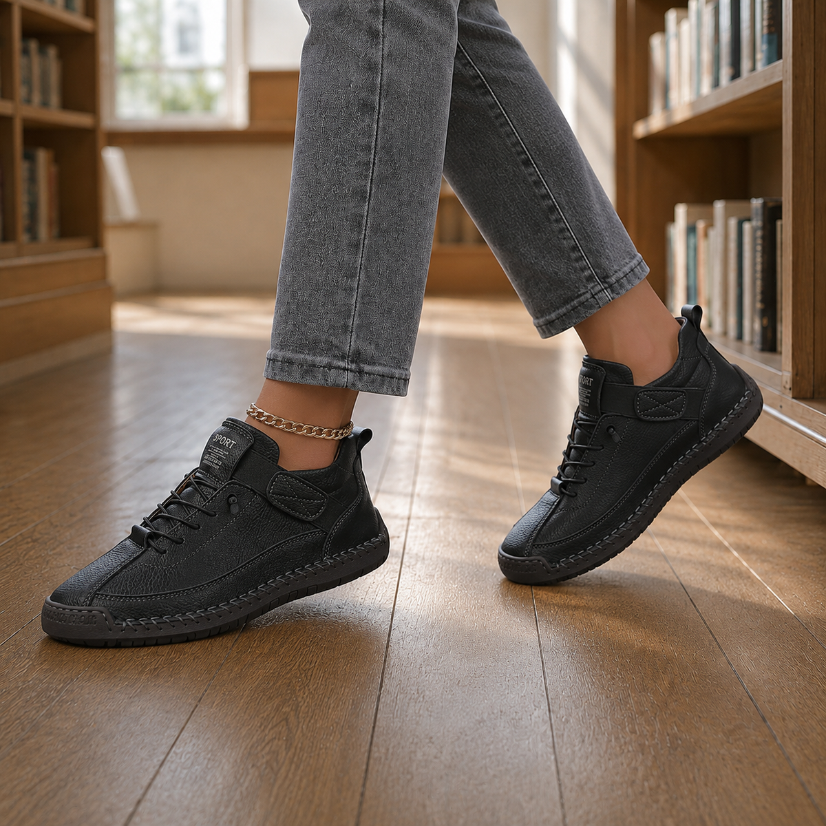 Damen Sneaker mit elastischer Schnürung und breitem Ristband