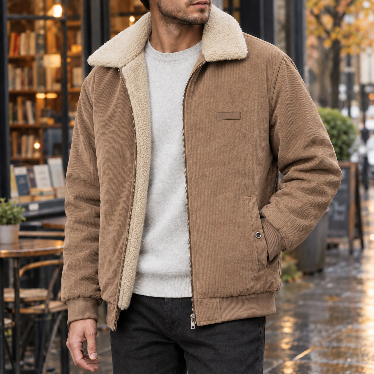 Cordjacke Herren Regular Fit Freizeit warm gefüttert