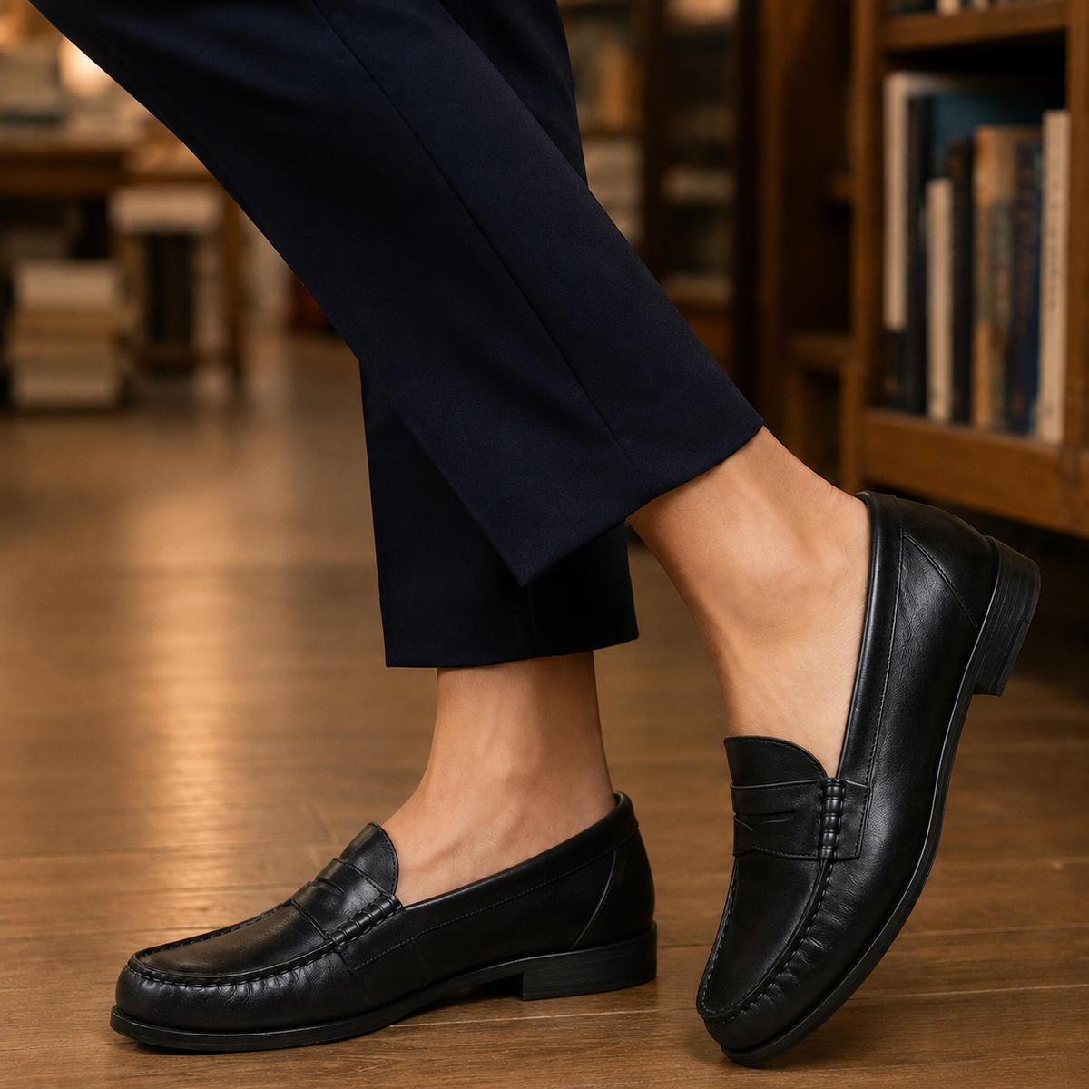 Damen Penny-Loafer Slipper mit niedrigem Absatz