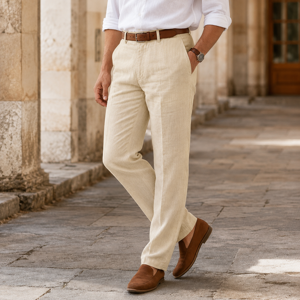 Herren Hose Straight Fit mit Gürtelschlaufen