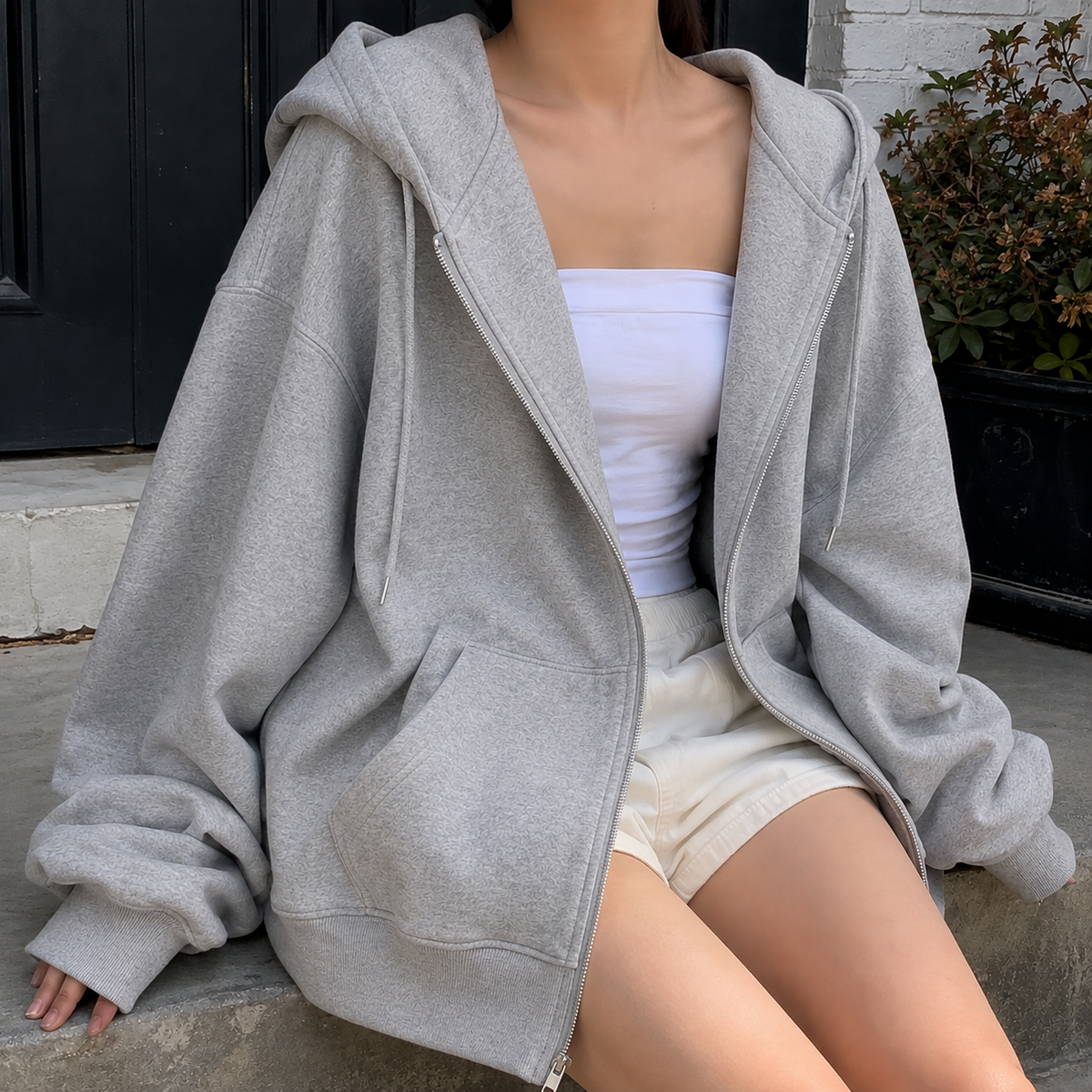 Damen Oversized Hoodie Relaxed Fit mit Kordelzugkapuze