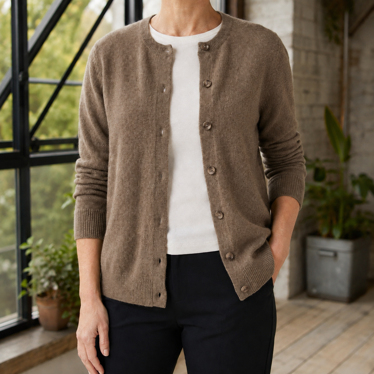 Damen Knopf-Cardigan Regular Fit mit rundem Halsausschnitt