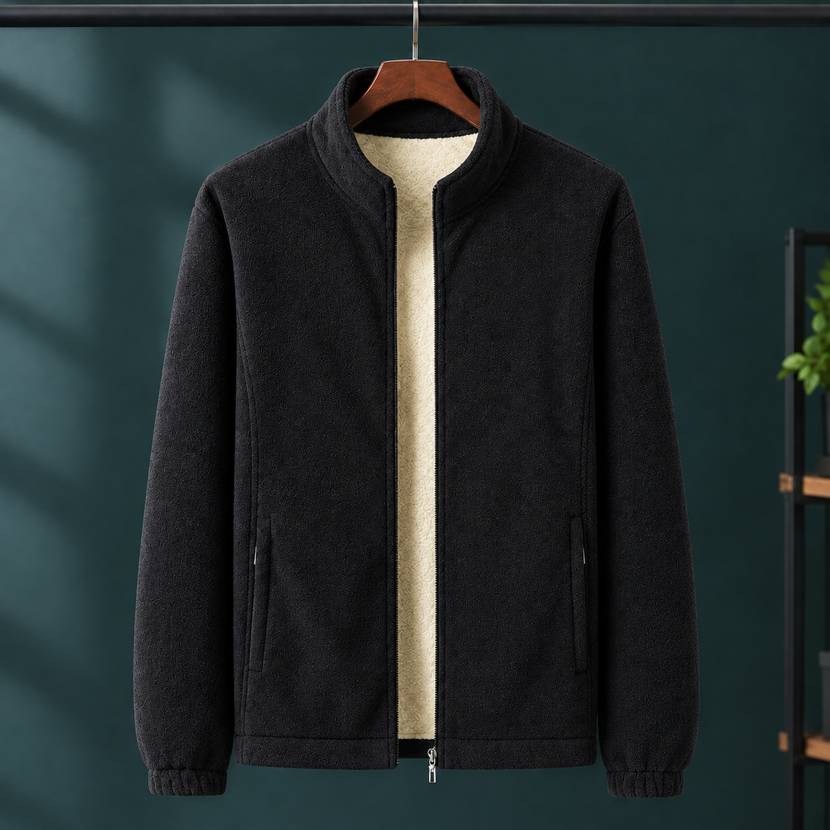 Fleecejacke Damen Regular Fit Freizeit mit Stehkragen