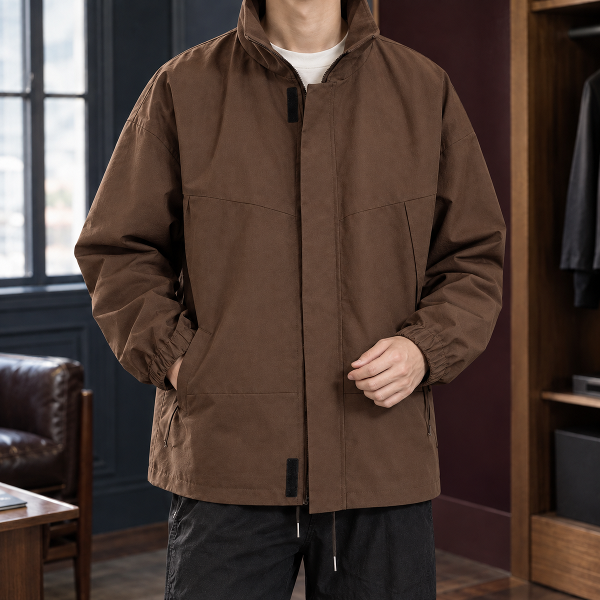 Damen Stehkragenjacke Regular Fit Freizeit lässig