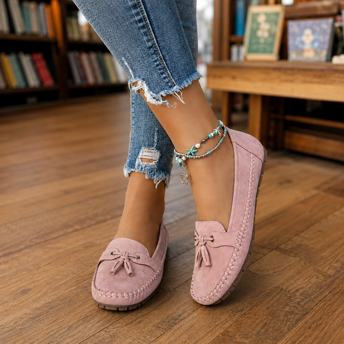 Damen Slipper mit Quasten-Detail