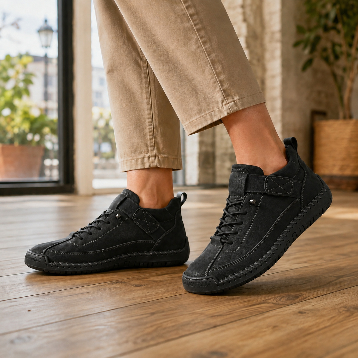 Damen Sneaker mit breitem Spannriemen und elastischer Schnürung