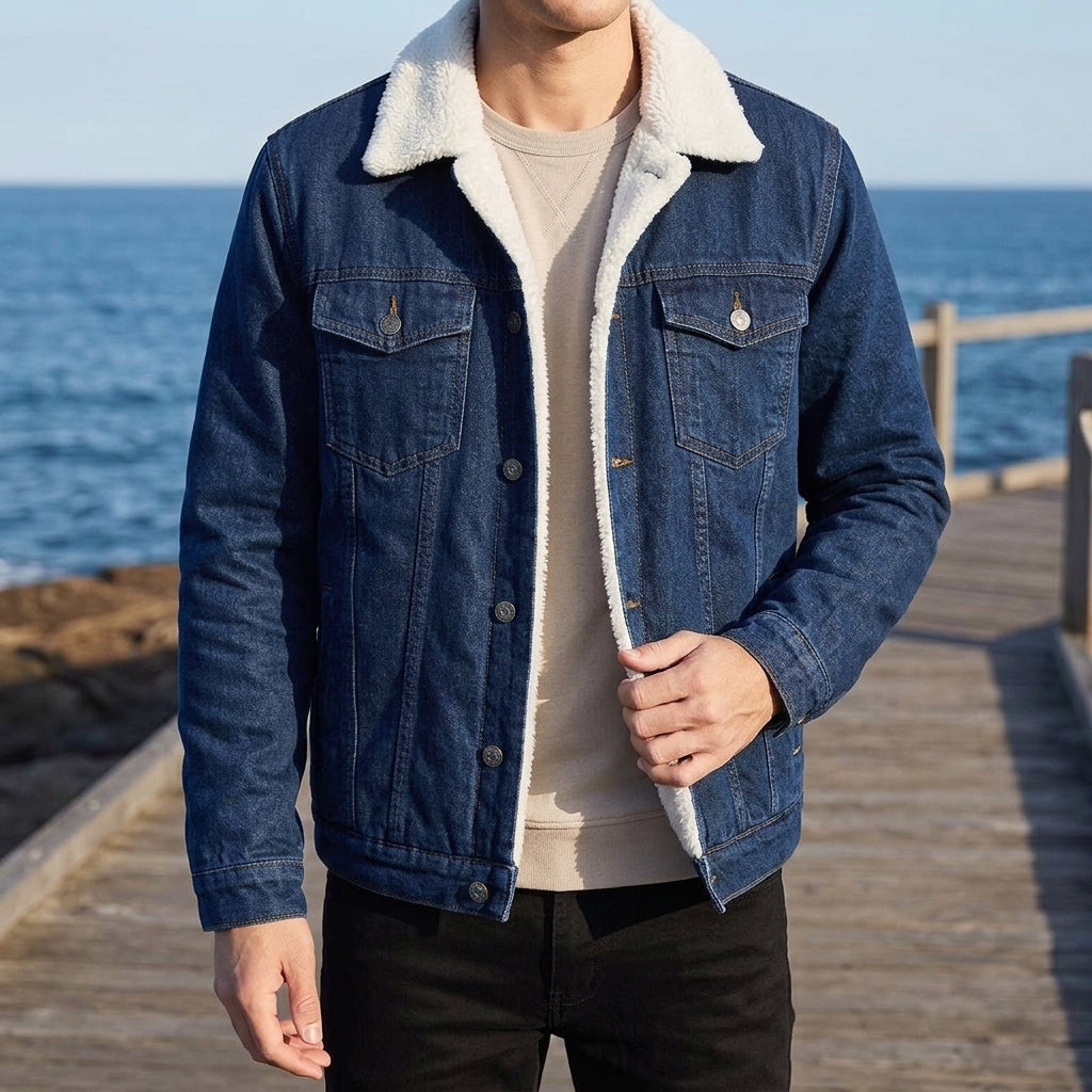 Herren Jacke Relaxed Fit mit Knopfverschluss und gefüttertem Innenfutter