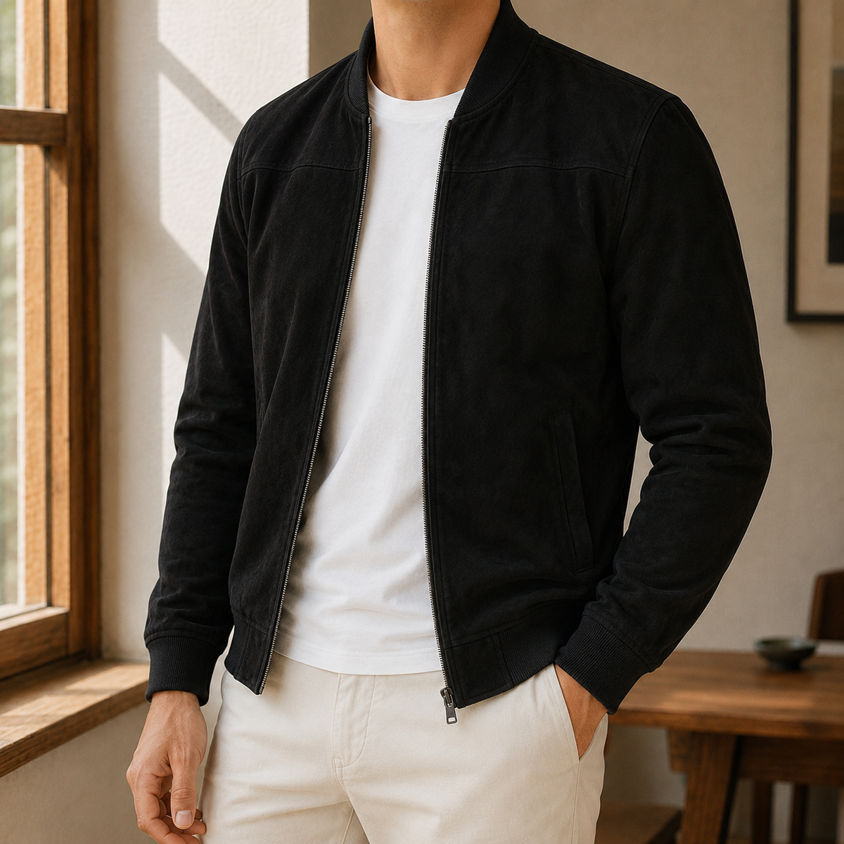 Herren Bomberjacke Regular Fit mit durchgehendem Reißverschluss