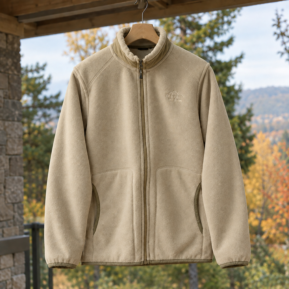 Fleecejacke Herren Regular Fit Freizeit mit Stehkragen