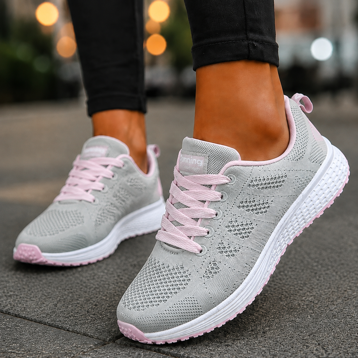 Damen Sneakers Strick mit niedrigem, gepolstertem Schaft