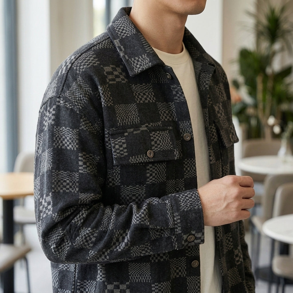 Herren Jacke Relaxed Fit mit Knopfverschluss und Brusttaschen