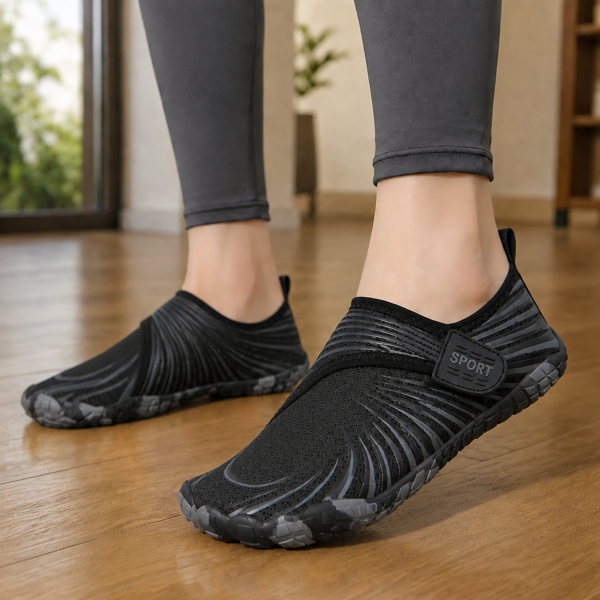 Damen Fünf-Zehen-Wasserschuhe mit verstellbaren Riemen