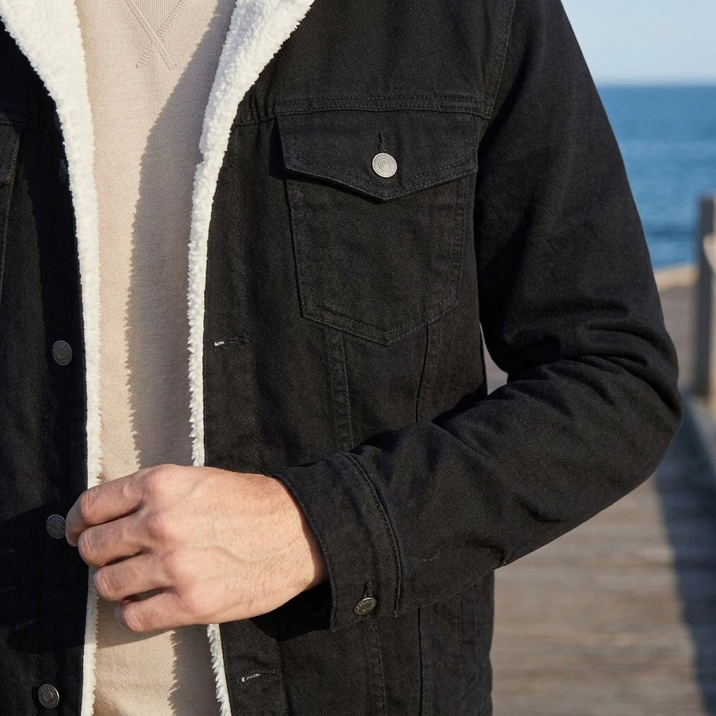 Herren Jacke Relaxed Fit mit Knopfverschluss und gefüttertem Innenfutter