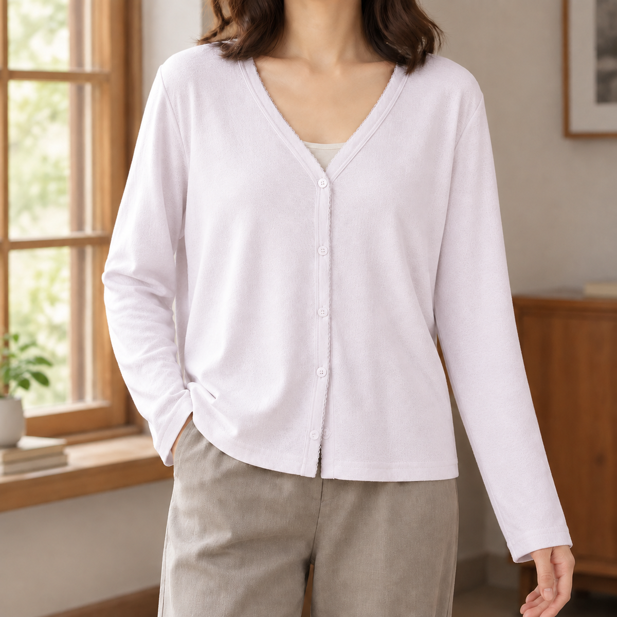 Damen Cardigan Relaxed Fit Casual mit Knopfleiste