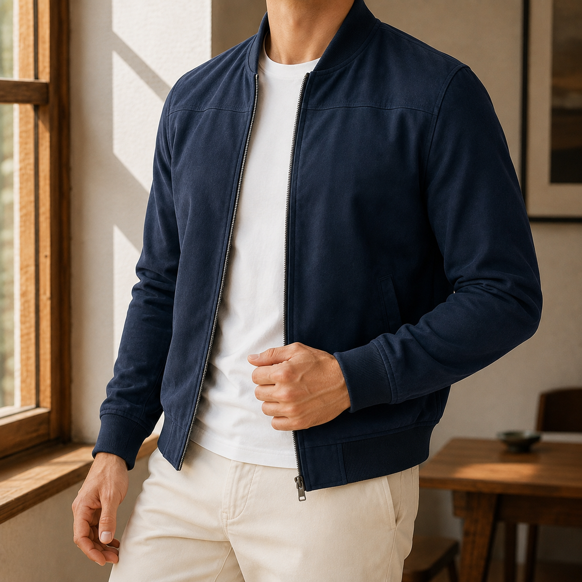 Herren Bomberjacke Regular Fit mit durchgehendem Reißverschluss