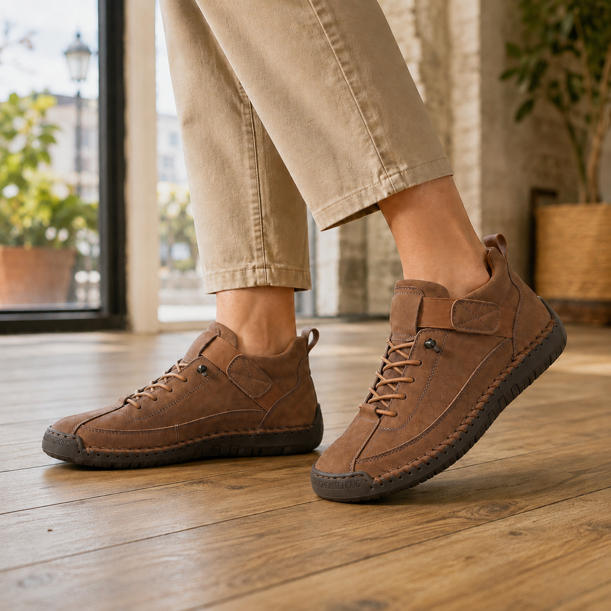 Damen Sneaker mit breitem Spannriemen und elastischer Schnürung