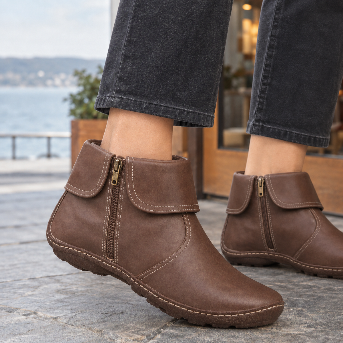 Damen Ankle Boots Regular Fit Freizeit mit Reißverschluss