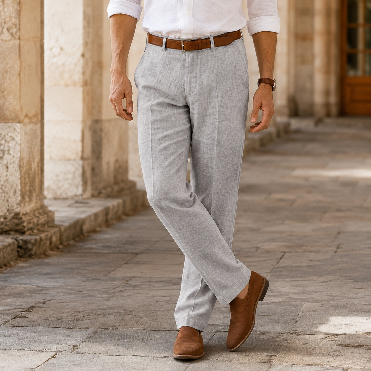 Herren Hose Straight Fit mit Gürtelschlaufen