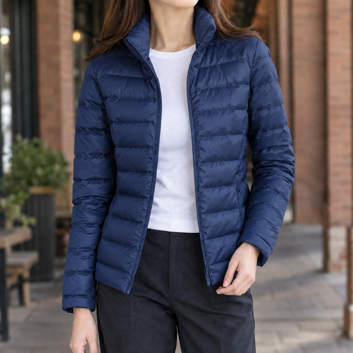 Damen Slim Fit Kaschmir Steppjacke Freizeit