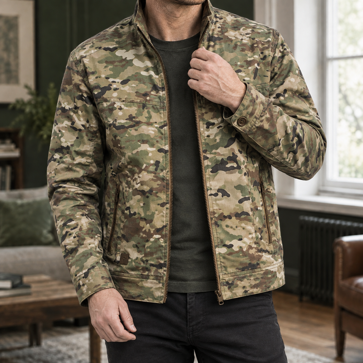 Utility-Jacke Herren Regular Fit Freizeit mit Reißverschluss