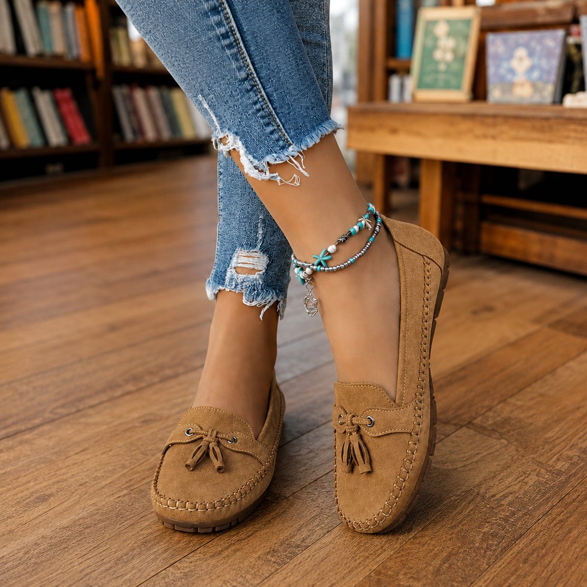 Damen Slipper mit Quasten-Detail