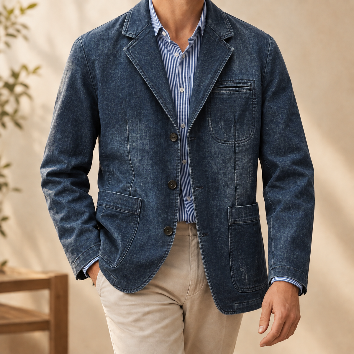 Baumwollblazer Herren Slim Fit Business Freizeit