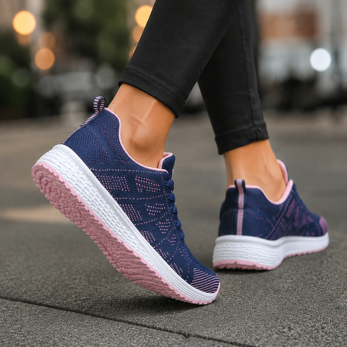 Damen Sneakers Strick mit niedrigem, gepolstertem Schaft