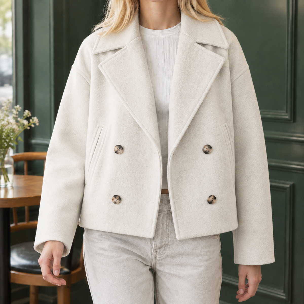 Damen Doppelreihige Jacke Relaxed Fit Casual