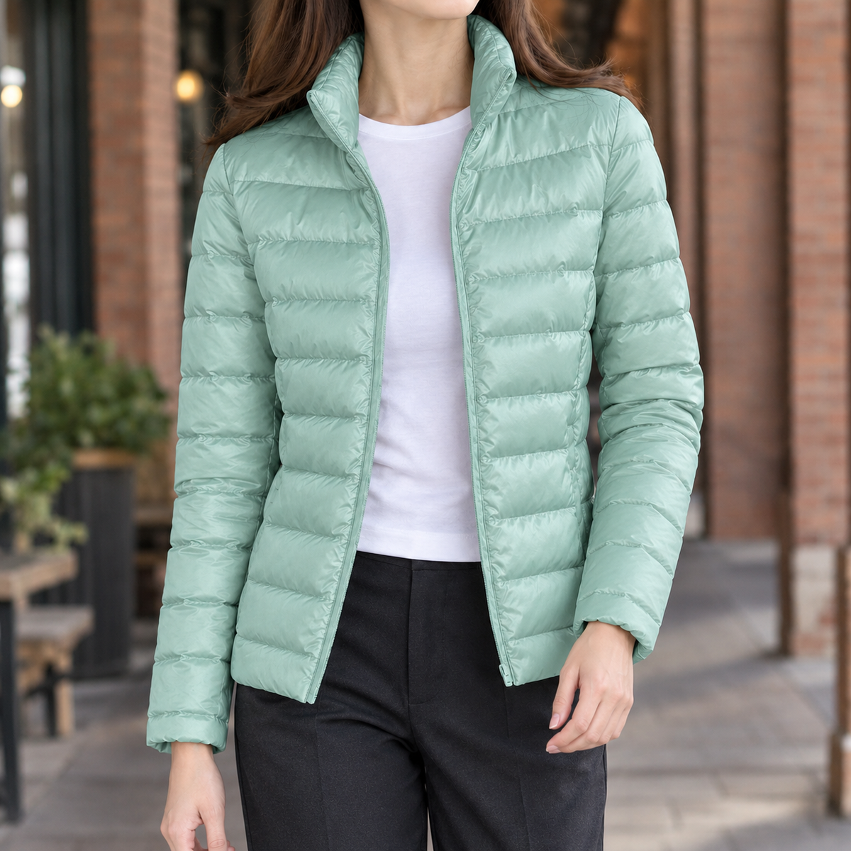 Damen Slim Fit Kaschmir Steppjacke Freizeit