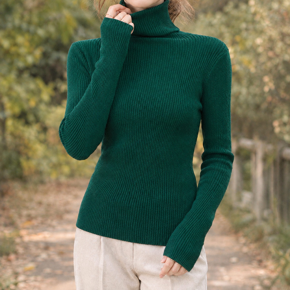 Damen Rollkragenpullover Slim Fit Freizeit Winter