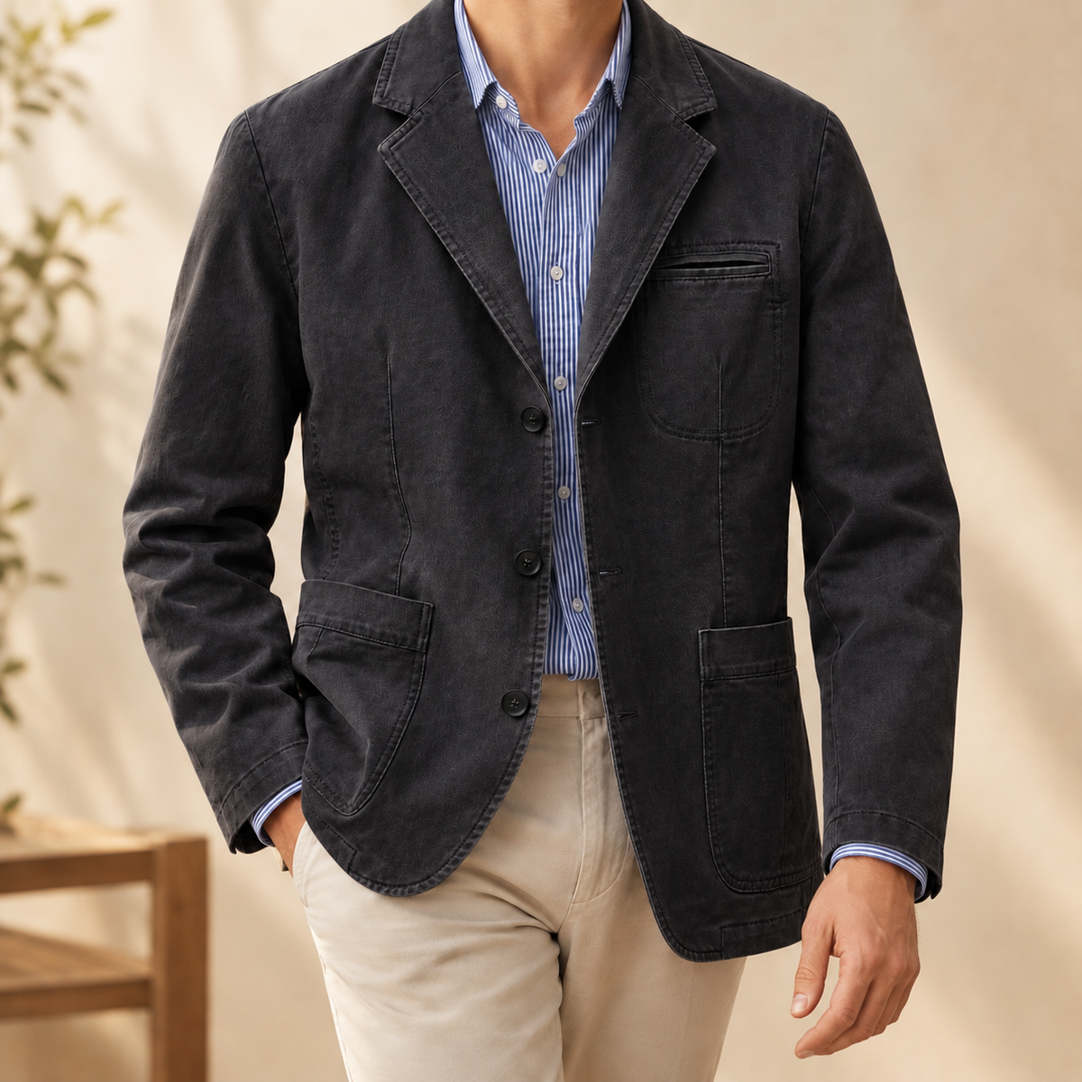 Baumwollblazer Herren Slim Fit Business Freizeit