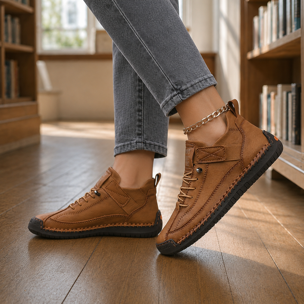 Damen Sneaker mit elastischer Schnürung und breitem Ristband