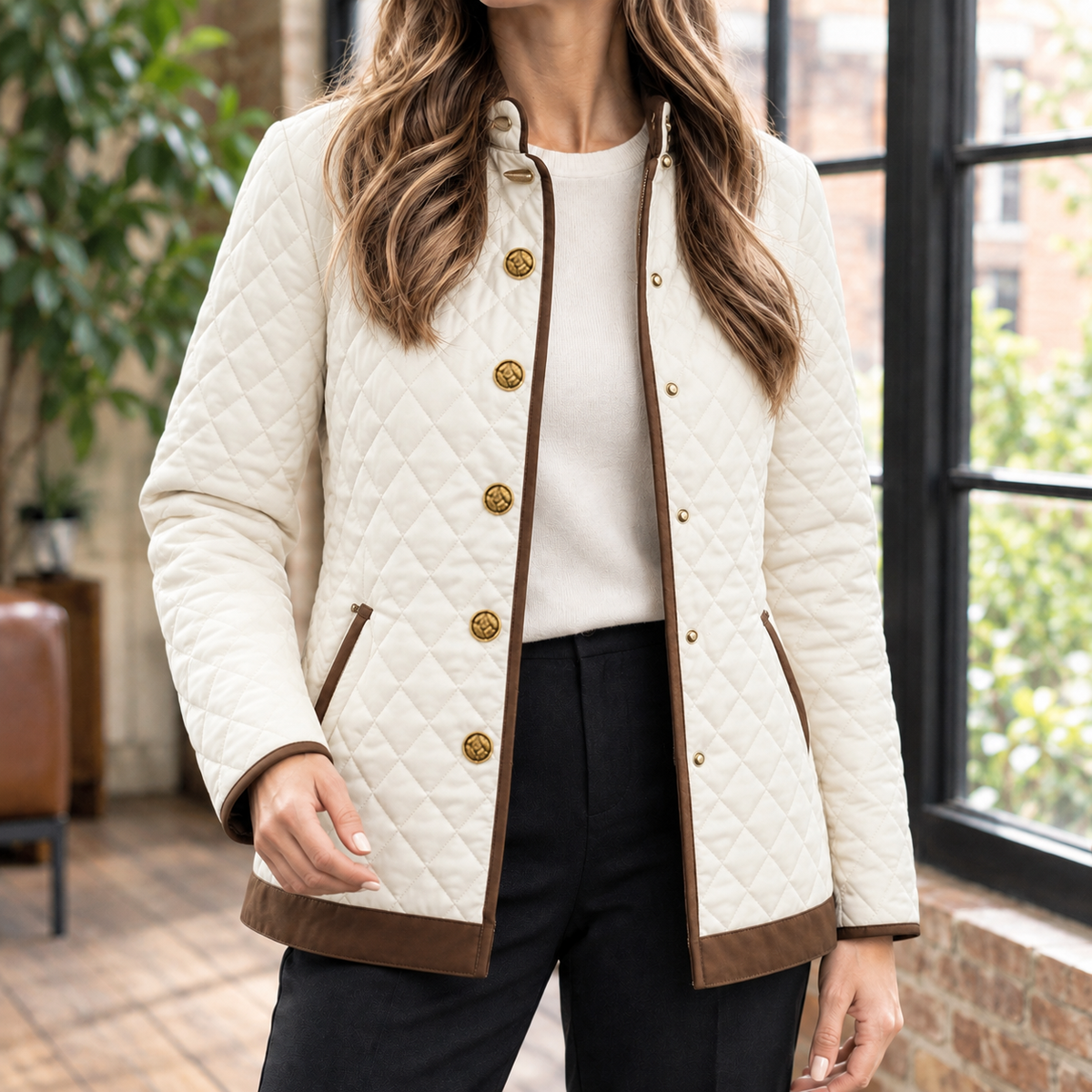 Damen Steppjacke Slim Fit Freizeit mit Rautensteppung