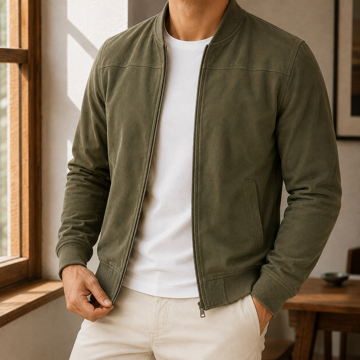 Herren Bomberjacke Regular Fit mit durchgehendem Reißverschluss