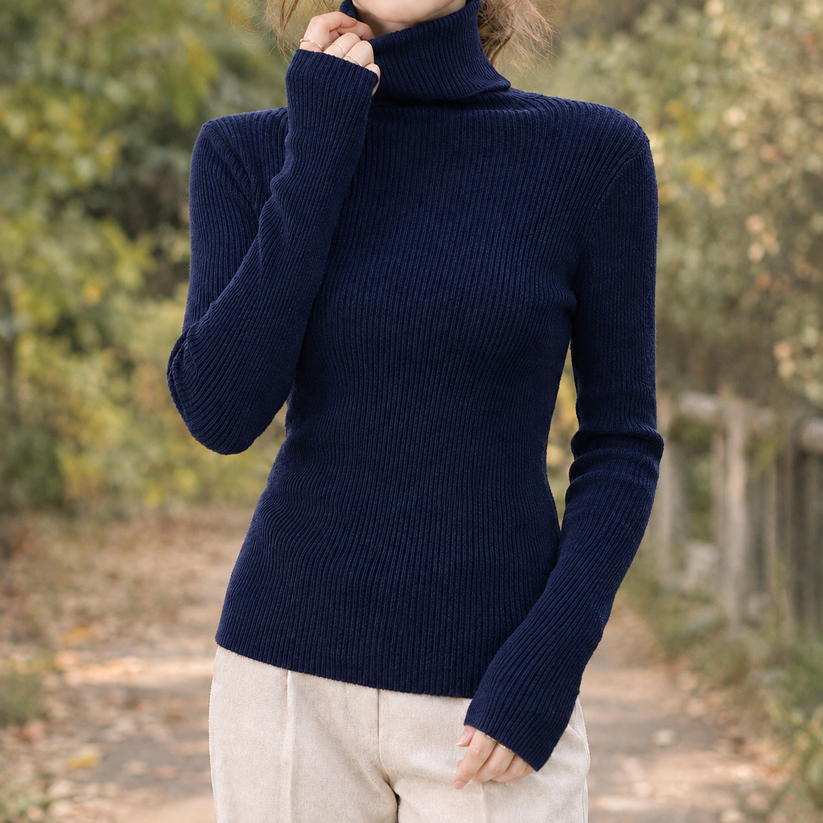 Damen Rollkragenpullover Slim Fit Freizeit Winter