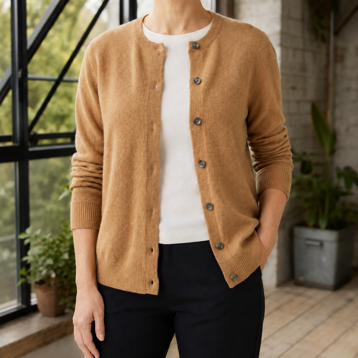Damen Knopf-Cardigan Regular Fit mit rundem Halsausschnitt