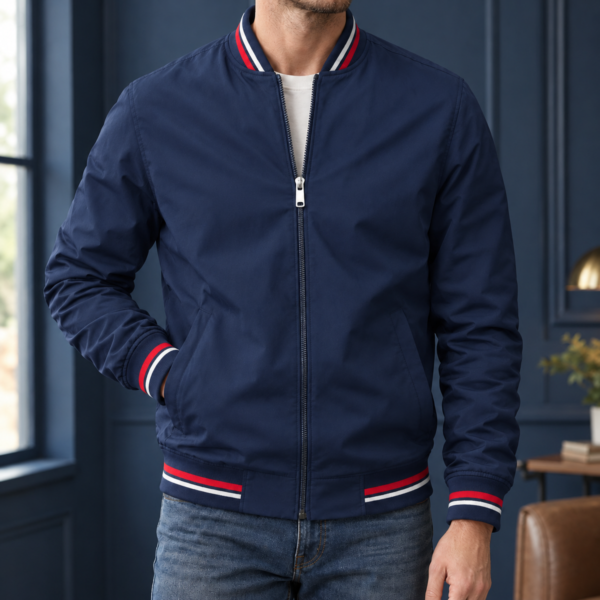 Varsity-Jacke Herren Regular Fit Freizeit bequem vielseitig