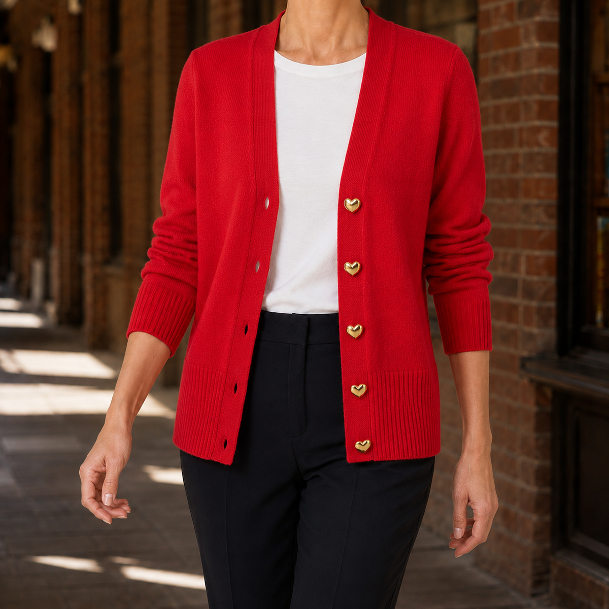 Damen Pullover Regular Fit mit V-Ausschnitt und Knopf-Frontdesign