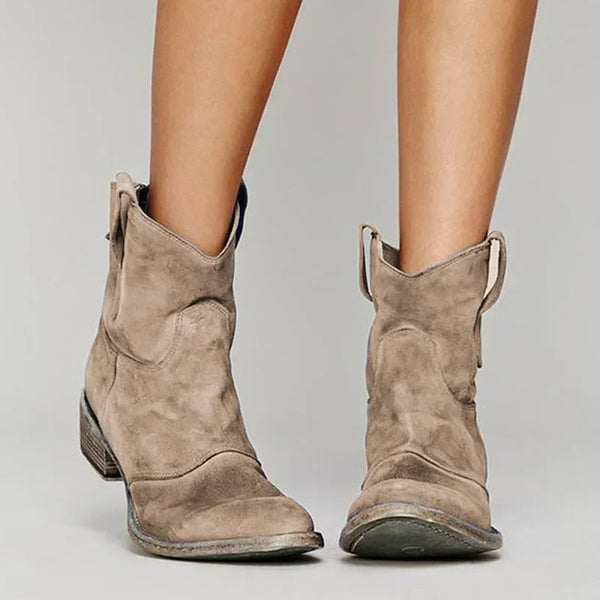 Damen Western-Stiefeletten Lederoptik mit spitzer Zehenform