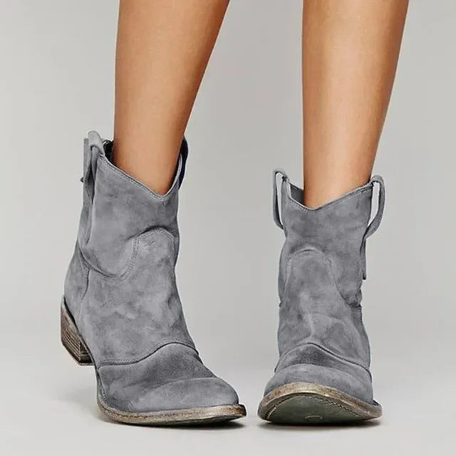 Damen Western-Stiefeletten Lederoptik mit spitzer Zehenform