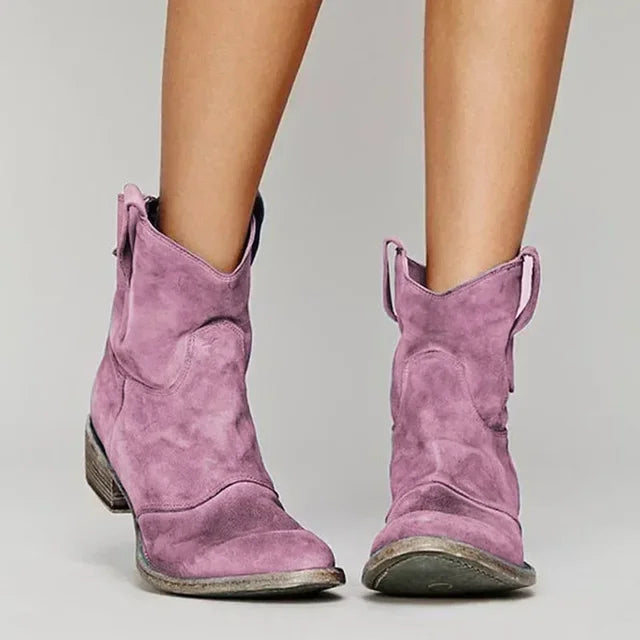 Damen Western-Stiefeletten Lederoptik mit spitzer Zehenform