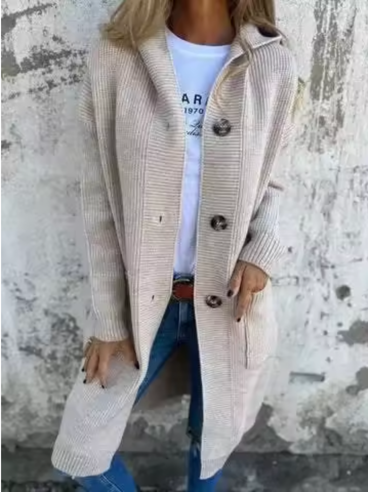 Damen Lange Strickjacke Elegant Casual Herbst