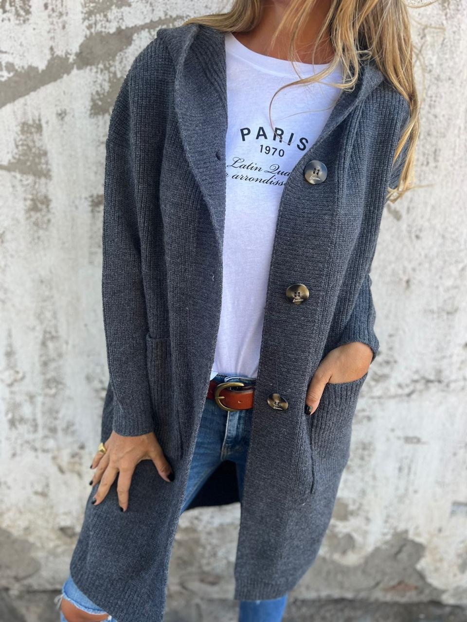 Damen Lange Strickjacke Elegant Casual Herbst