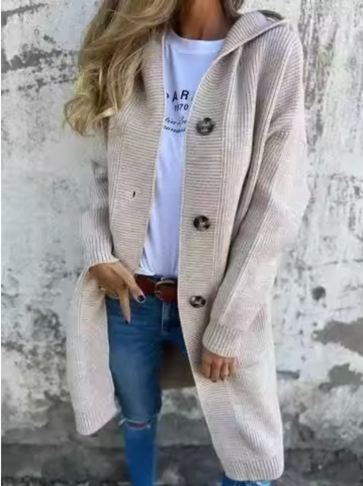 Damen Lange Strickjacke Elegant Casual Herbst
